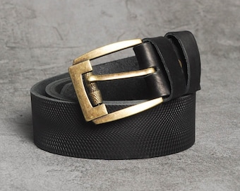 Black embossed leather belt, black leather belt, genuine leather belt, mens leather belt, unique belt men, womens belt, mens belt