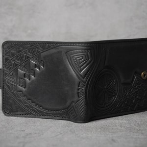 Cartera de cuero negro, billetera de cuero para hombres, billetera de bolsillo para hombres, billetera pequeña para hombres, billetera de cuero genuino, billetera de cuero imagen 5
