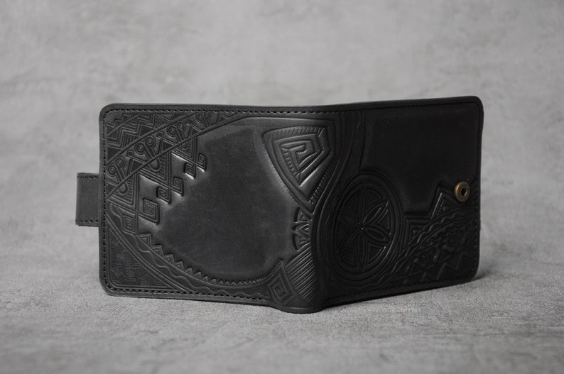 Cartera de cuero negro, billetera de cuero para hombres, billetera de bolsillo para hombres, billetera pequeña para hombres, billetera de cuero genuino, billetera de cuero imagen 5