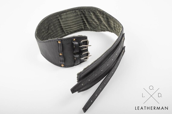 Black Leather Corset Belt: Wide Viking Waist Belt (4.7