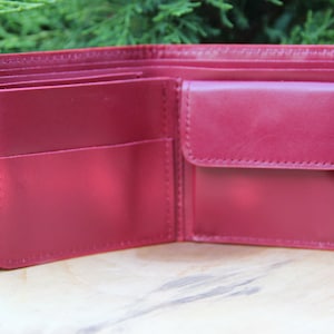 Cartera de cuero rojo, billetera grabada, billetera de bolsillo, billetera única damas, billetera de cuero suave, billetera pequeña de mujer, billetera de cuero imagen 3