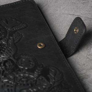 Black leather wallet, soft leather wallet, wallet with coin pocket, long wallet for women, full grain wallet, clutch wallet, womens wallet image 4