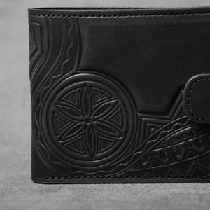 Cartera de cuero negro, billetera de cuero para hombres, billetera de bolsillo para hombres, billetera pequeña para hombres, billetera de cuero genuino, billetera de cuero imagen 4