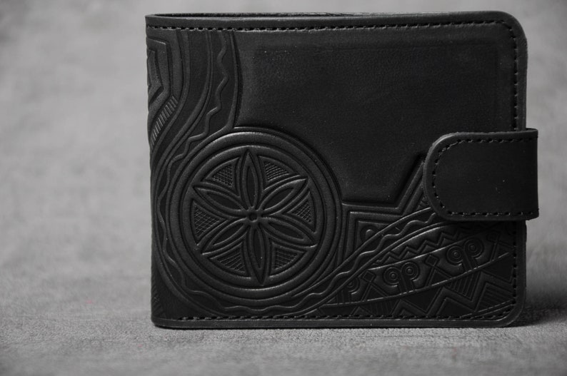 Cartera de cuero negro, billetera de cuero para hombres, billetera de bolsillo para hombres, billetera pequeña para hombres, billetera de cuero genuino, billetera de cuero imagen 4
