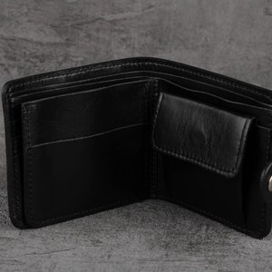 Black leather wallet mens, black pocket wallet, small men's wallet, black wallet for him, genuine leather wallet, pocket wallet image 5