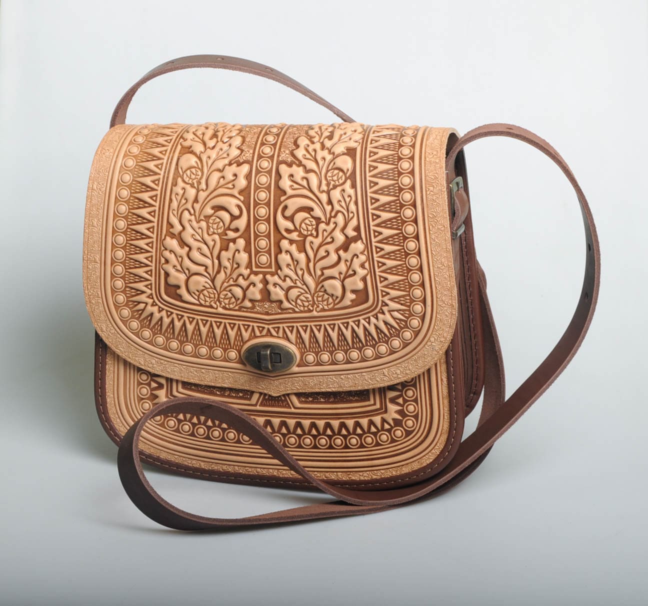 祝開店！大放出セール開催中 Big Leather Bag, Beige Messenger Bag, Genuine Leather Bag バッグ