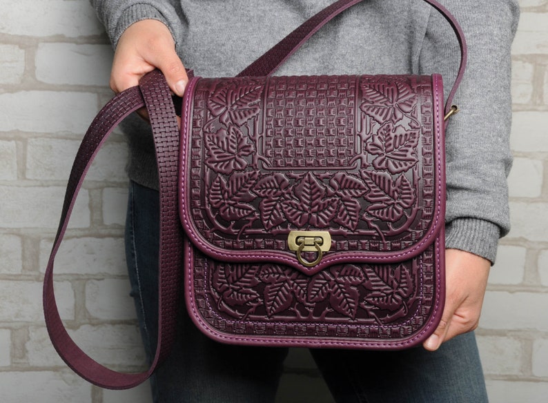 Purple Crossbody Bag Leather Purse Purple Leather Bag Etsy
