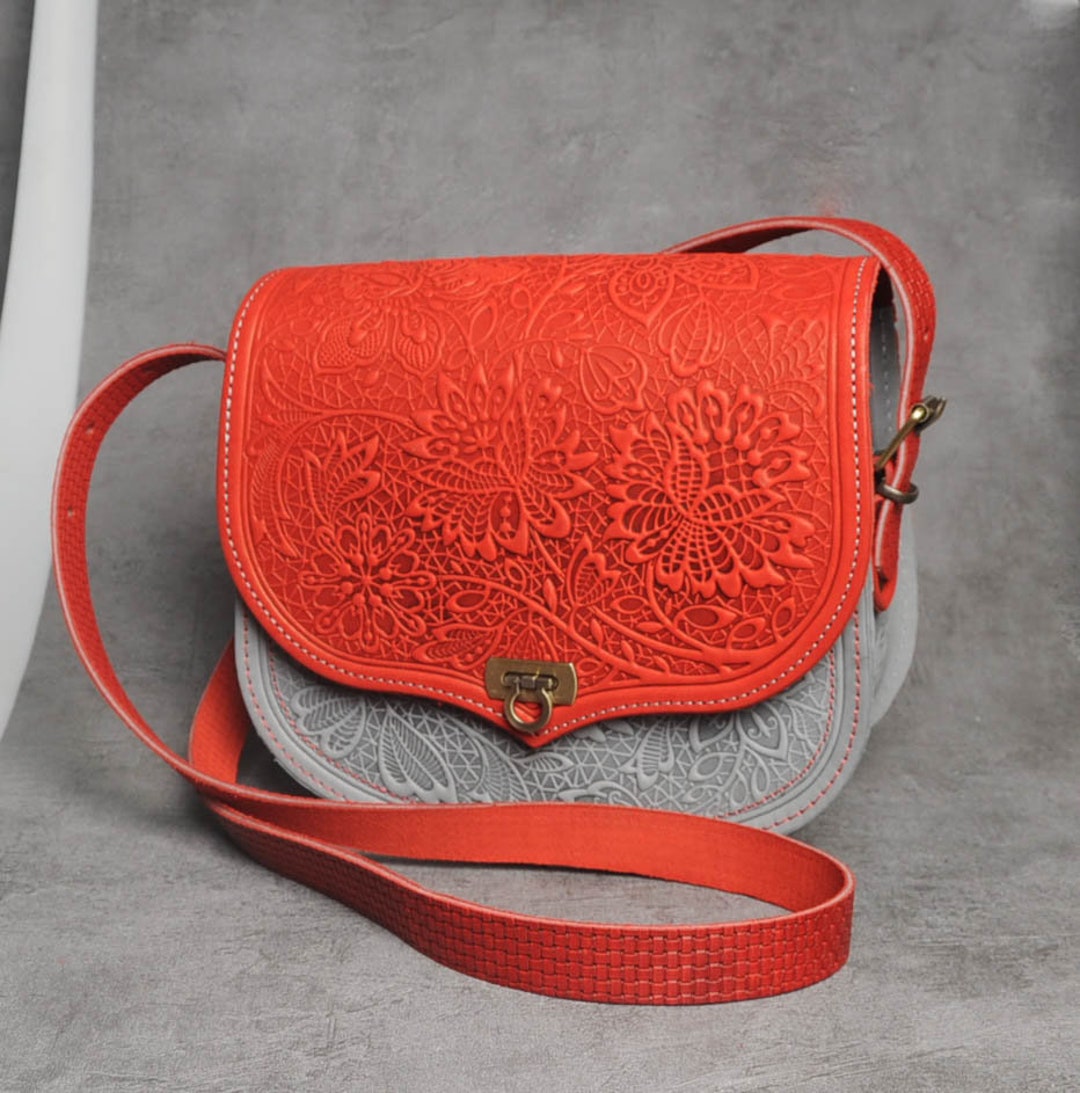 Leather Crossbody Bag with Charm