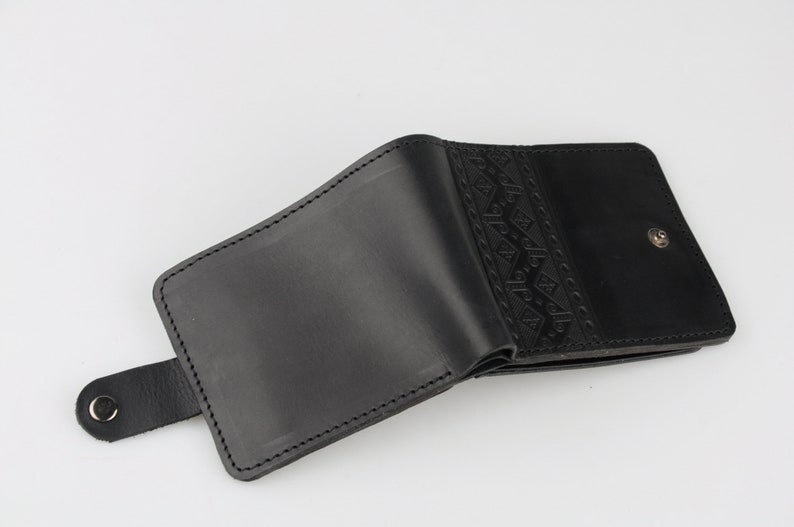 Black leather wallet mens, black pocket wallet, small men's wallet, black wallet for him, genuine leather wallet, pocket wallet image 7