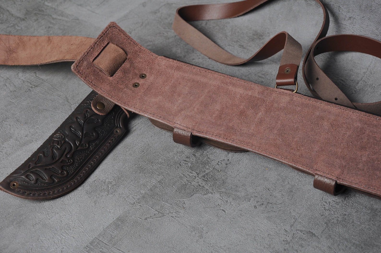 Brown leather bandolier cartridge belt leather hunting belt | Etsy