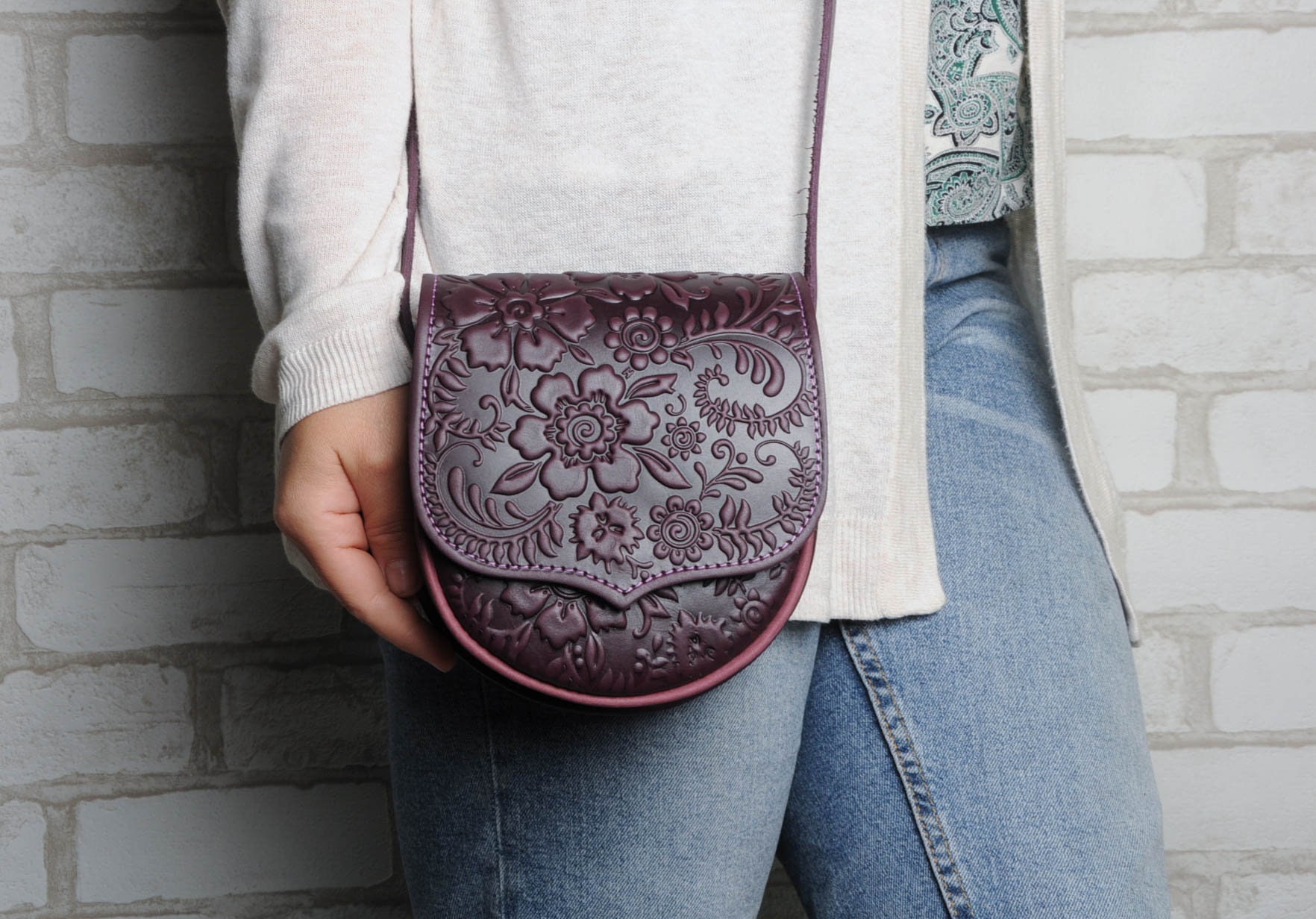 purple mini purse