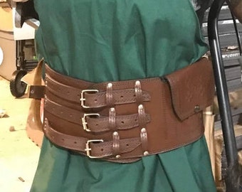 Mens wide leather belt, genuine leather corset belt, renaissance belt corset, leather cosplay belt, medieval kidney belt