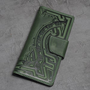 Portefeuille en cuir souple, portefeuille avec poche à monnaie, portefeuille en cuir vert, portefeuille unisexe, portefeuille en cuir véritable, pochette, portefeuille pour femme