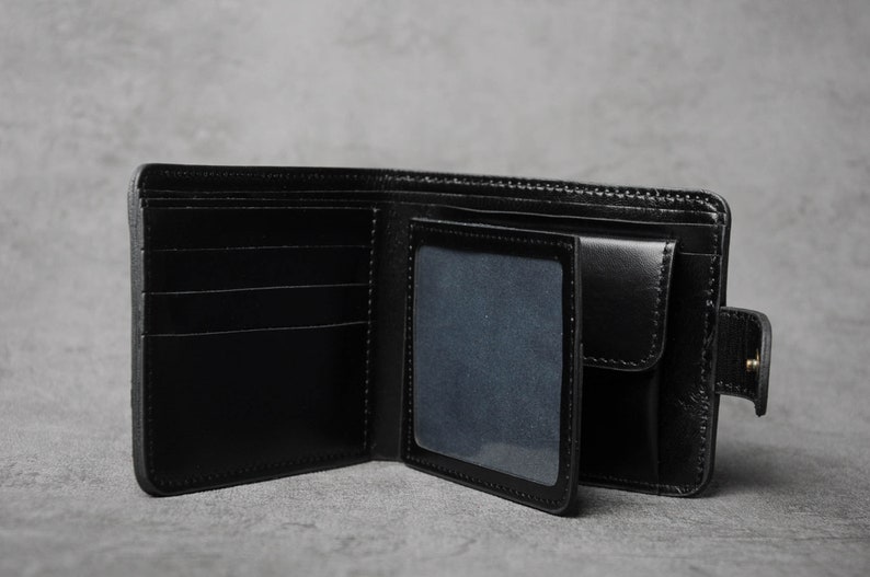 Cartera de cuero negro, billetera de cuero para hombres, billetera de bolsillo para hombres, billetera pequeña para hombres, billetera de cuero genuino, billetera de cuero imagen 7