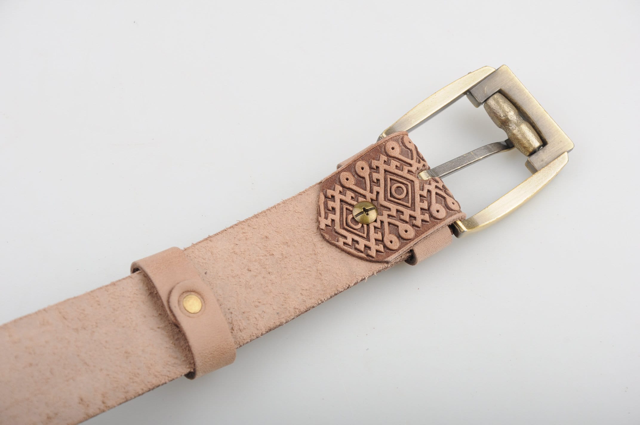 Beige Embossed Belt