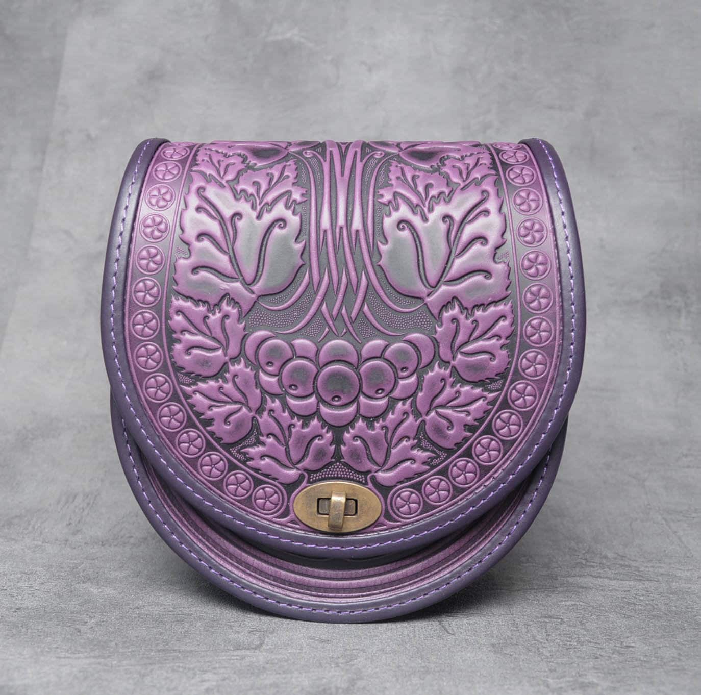 Purple Bag Womens Round Leather Bag Violet Leather Purse Etsy Singapore