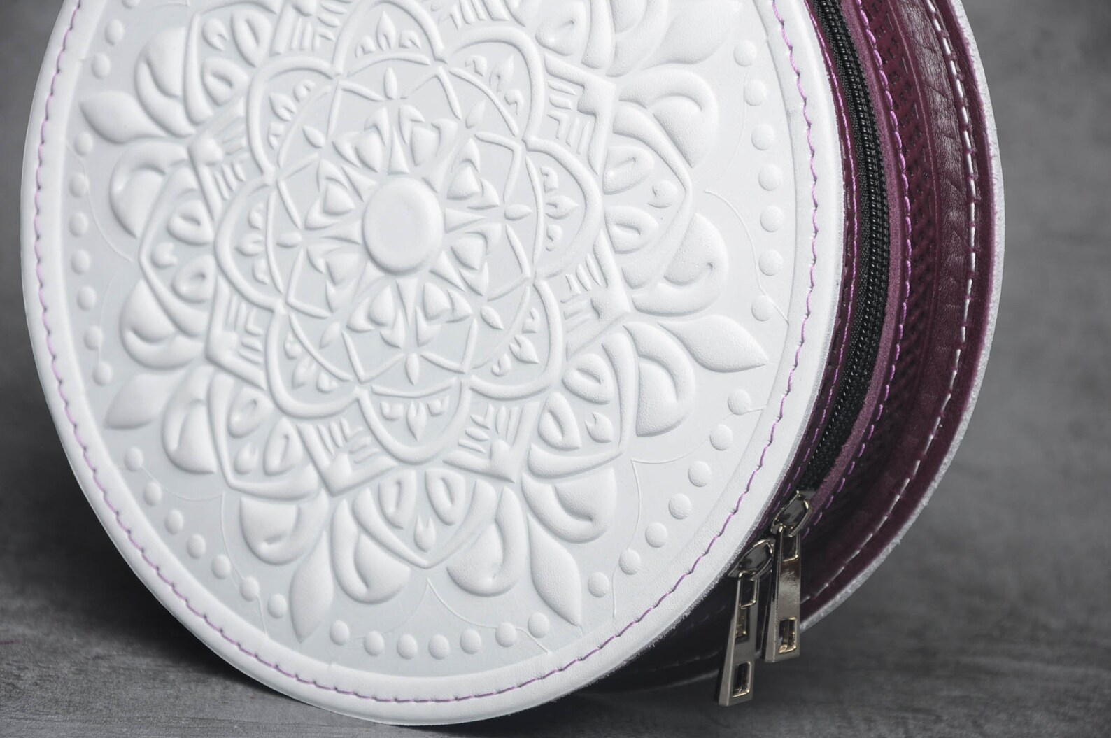 White round bag white leather purse women round bags Etsy