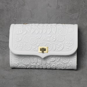 Weiße Gürteltasche, Gürteltasche für Frauen, weiße Leder Clutch, Gürteltasche, Gürteltasche, einzigartige Gürteltasche