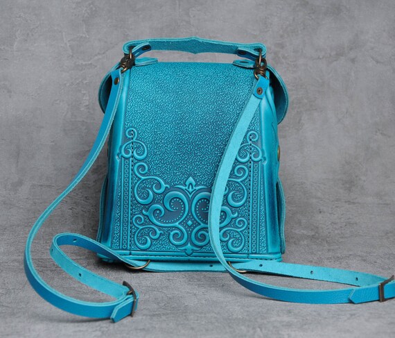 SMALL TURQUOISE Backpack for Women/ Turquoise Bag/ 