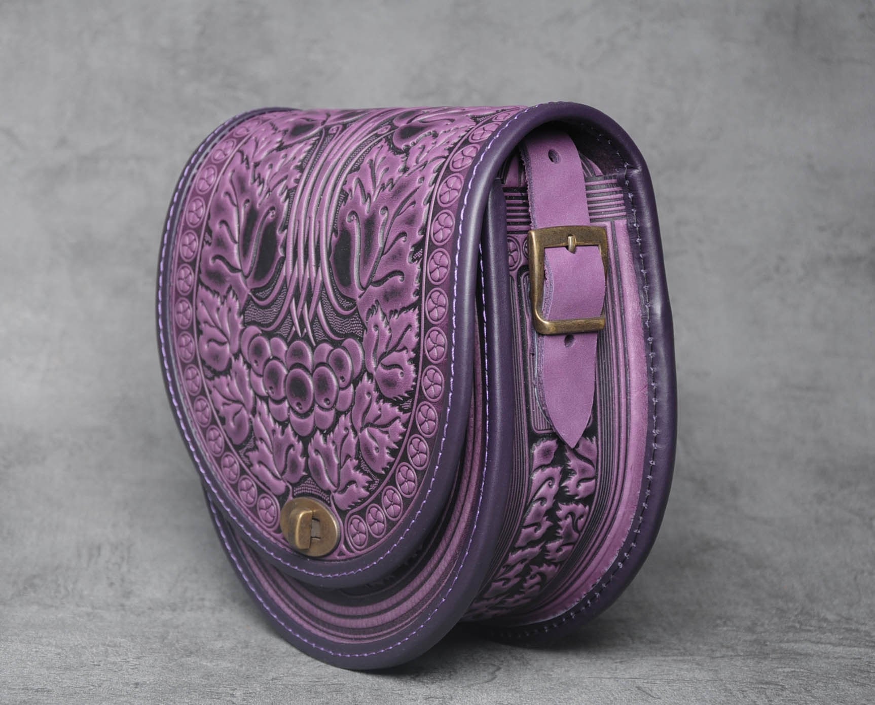 Purple Bag Womens Round Leather Bag Violet Leather Purse Etsy Singapore