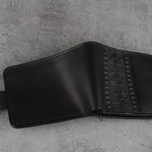 Black leather wallet mens, black pocket wallet, small men's wallet, black wallet for him, genuine leather wallet, pocket wallet image 3