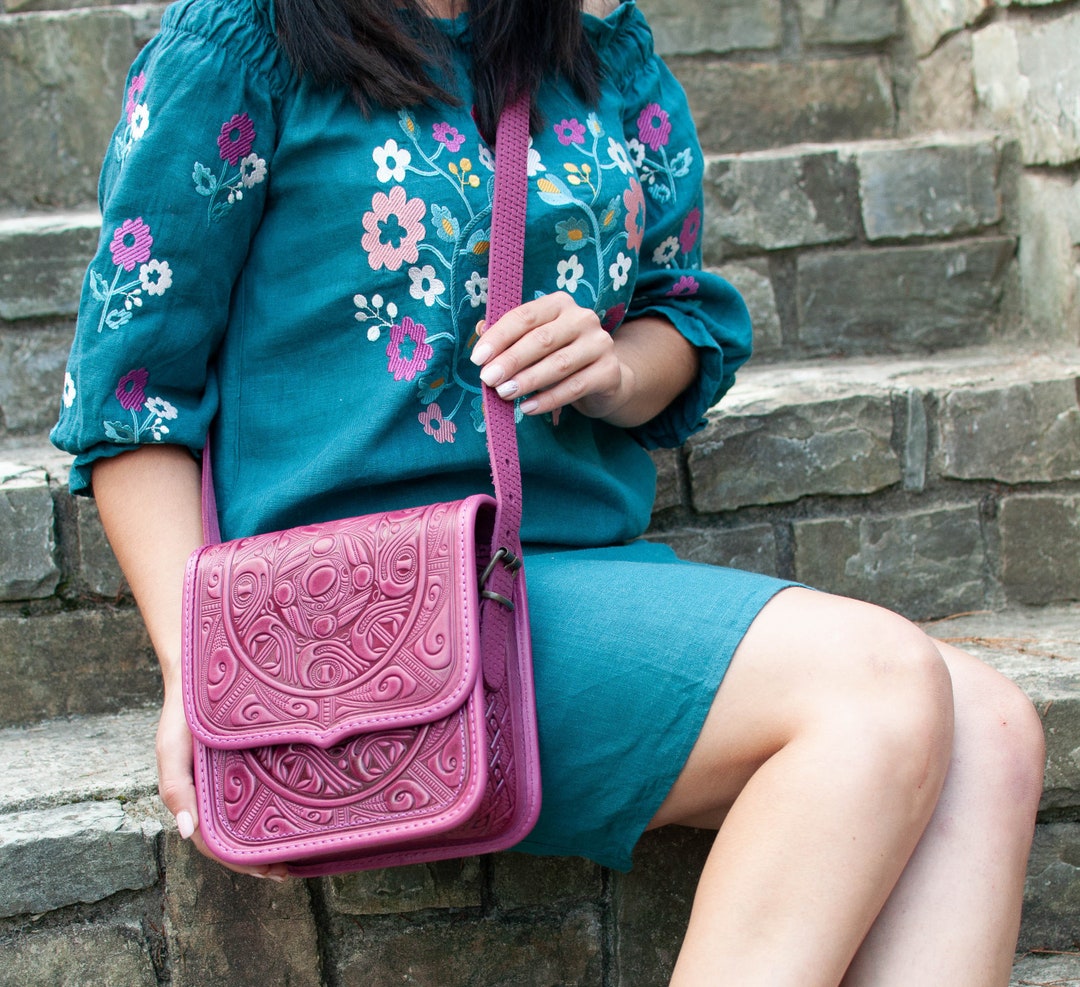 Pink Shoulder Bag, Leather Bag Ladies, Genuine Leather Bag