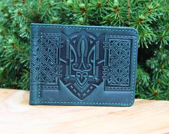 Cartera con clip para billetes de cuero repujado: diseño de bolsillo frontal delgado