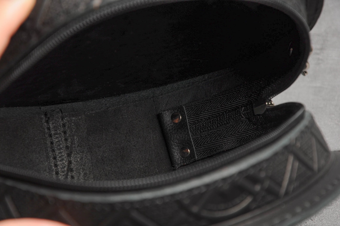 Leather evening bag black round purse round leather bag | Etsy