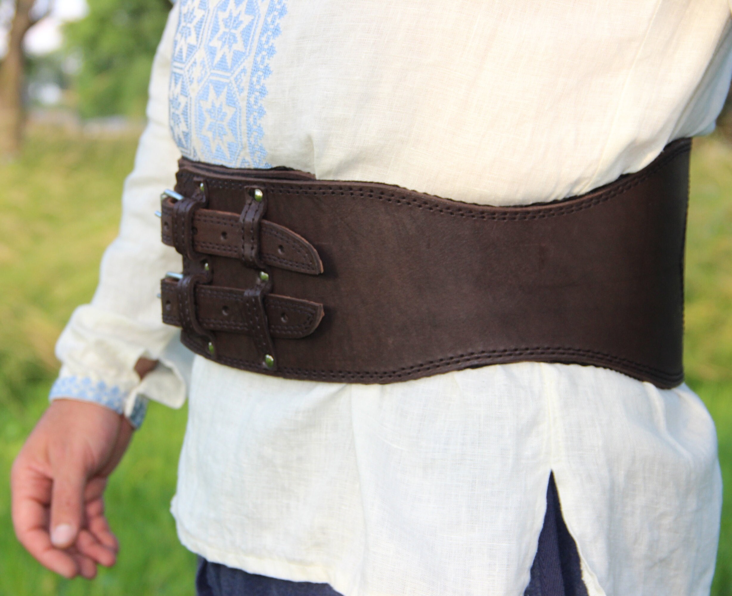 Handcrafted Wide Leather Corset Belt: Renaissance Cosplay Kidney