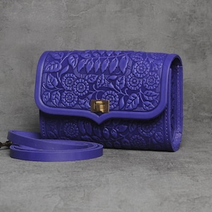 Ultramarine Gürteltasche, Gürteltasche für Frauen, lila Leder Gürteltasche, Gürteltasche, Bauchtasche, einzigartige Gürteltasche