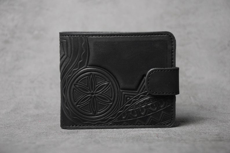 Cartera de cuero negro, billetera de cuero para hombres, billetera de bolsillo para hombres, billetera pequeña para hombres, billetera de cuero genuino, billetera de cuero imagen 3