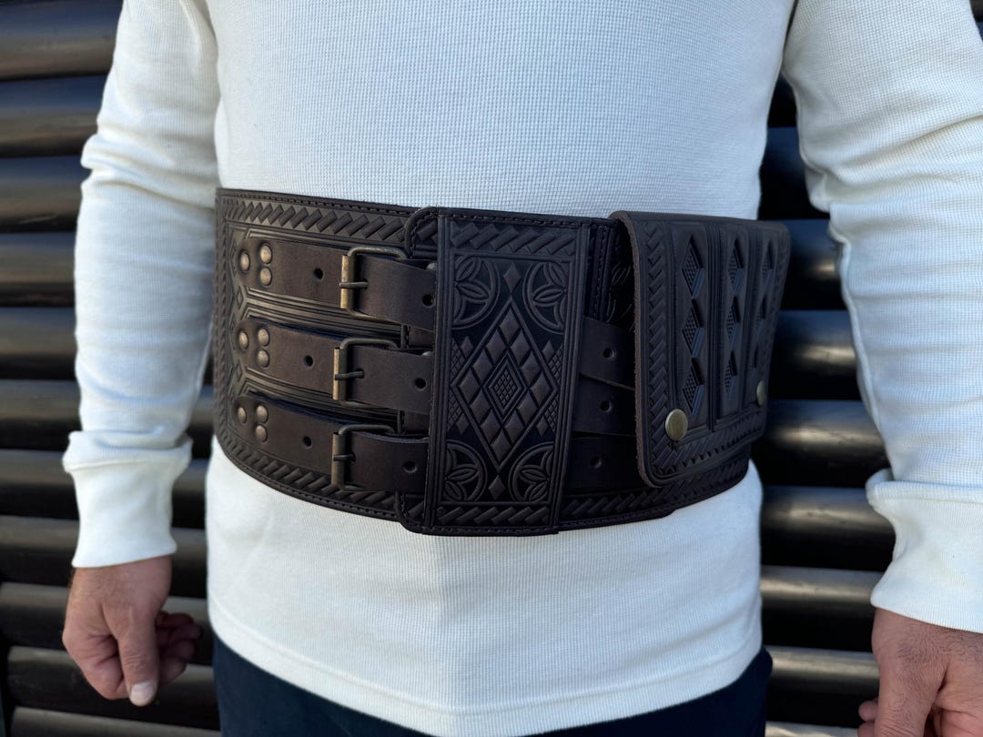Handcrafted Wide Leather Viking Belt: Brown Corset Belt - Etsy