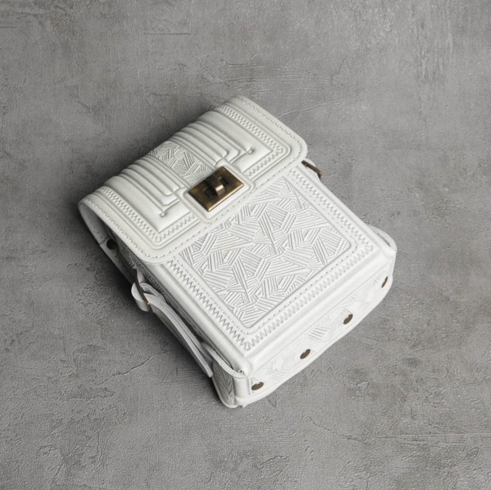 Buy White Leather Messenger Bag: Small Satchel Purse for Men