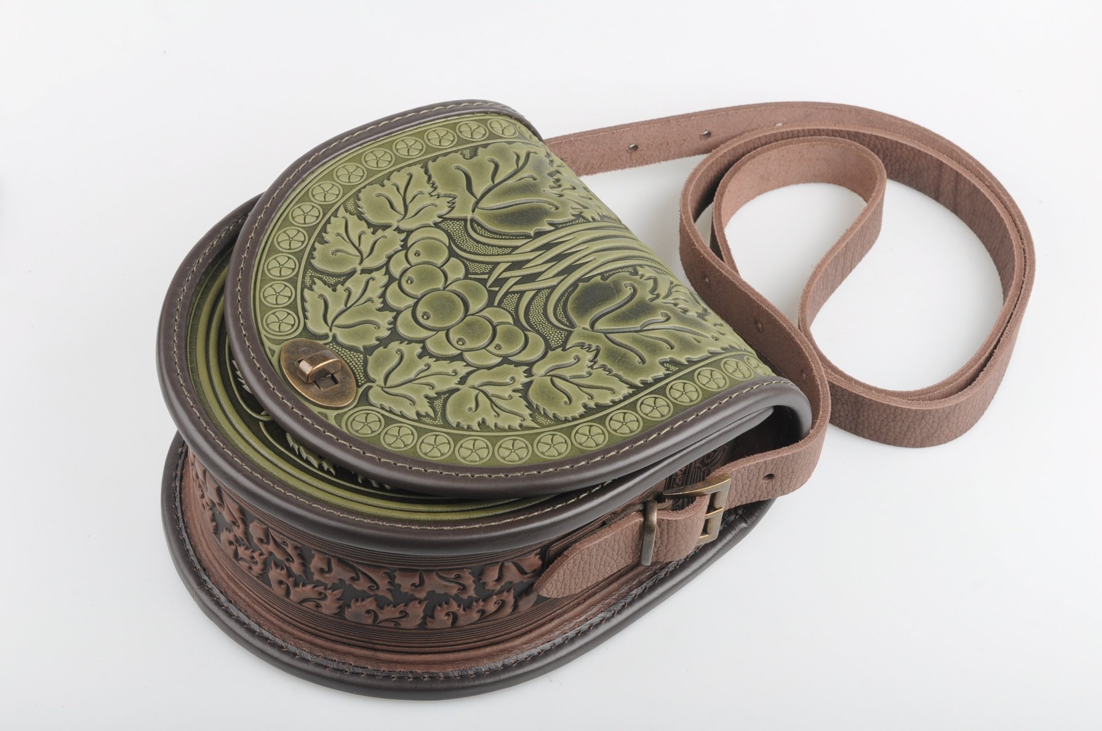 Olive Bag Ladies Green Shoulder Bag Round Leather Bag Green Etsy UK