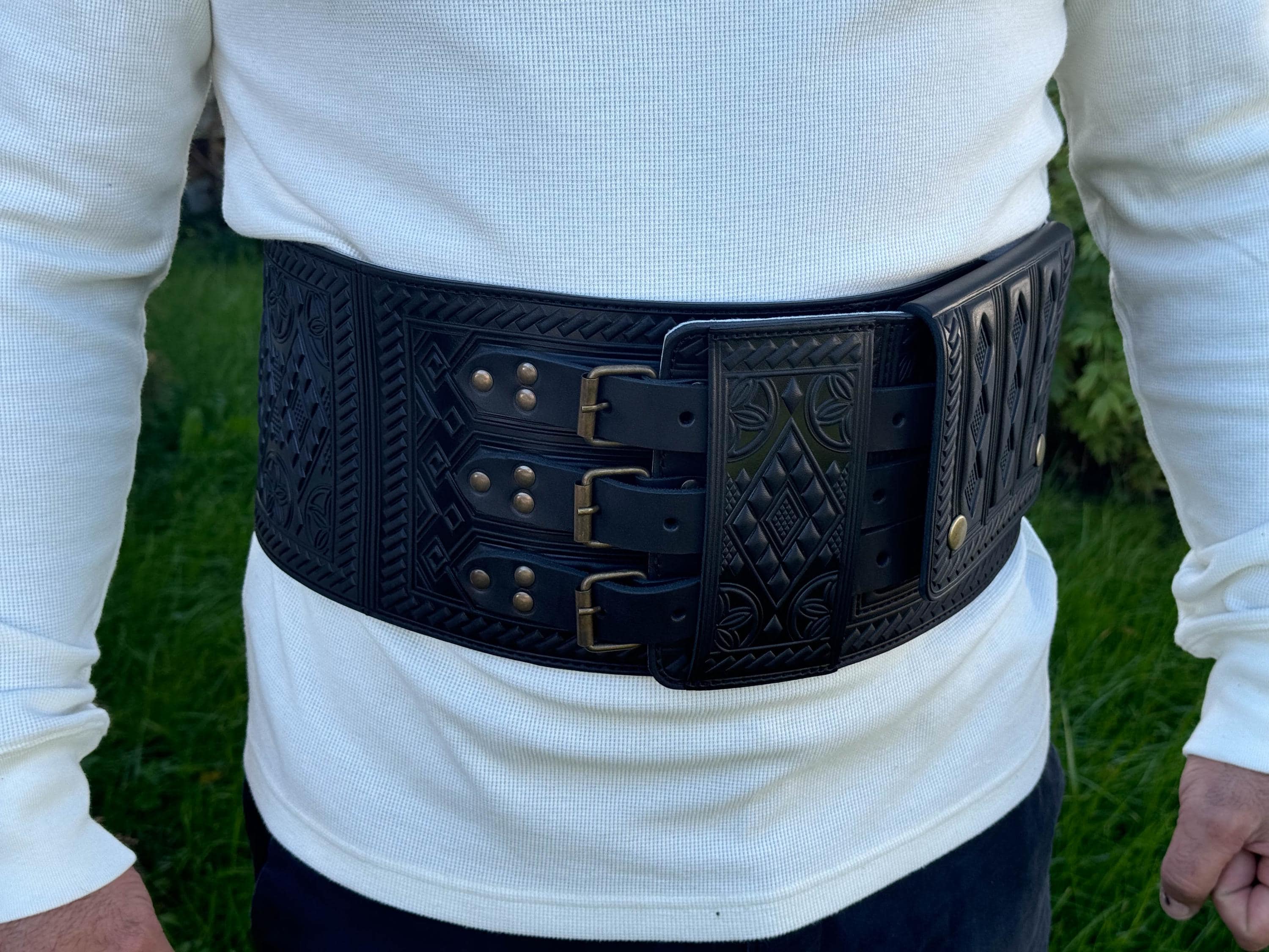 5866 Vintage Full Grain Leather Elastic Western Boho Corset Belt (black Vintage Wide Waist Belt, Black Dress Belt ,corset Belt, Boho  main image 2