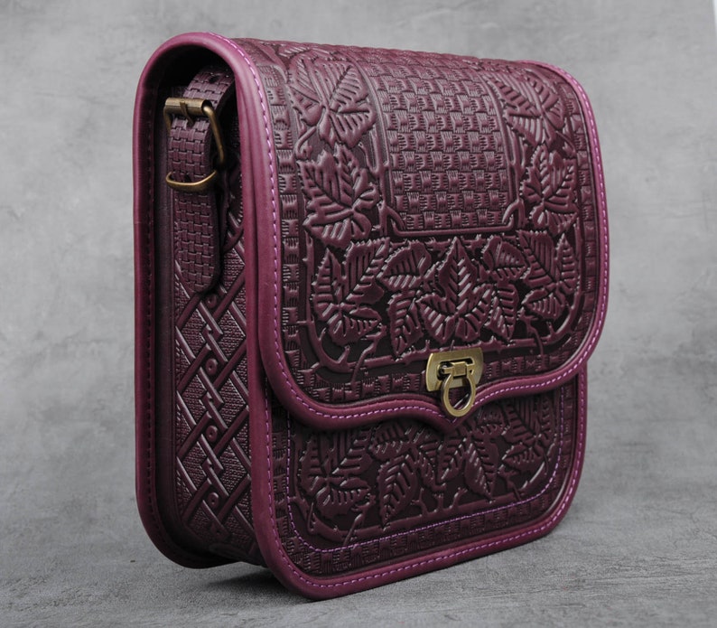 Purple crossbody bag leather purse purple leather bag Etsy