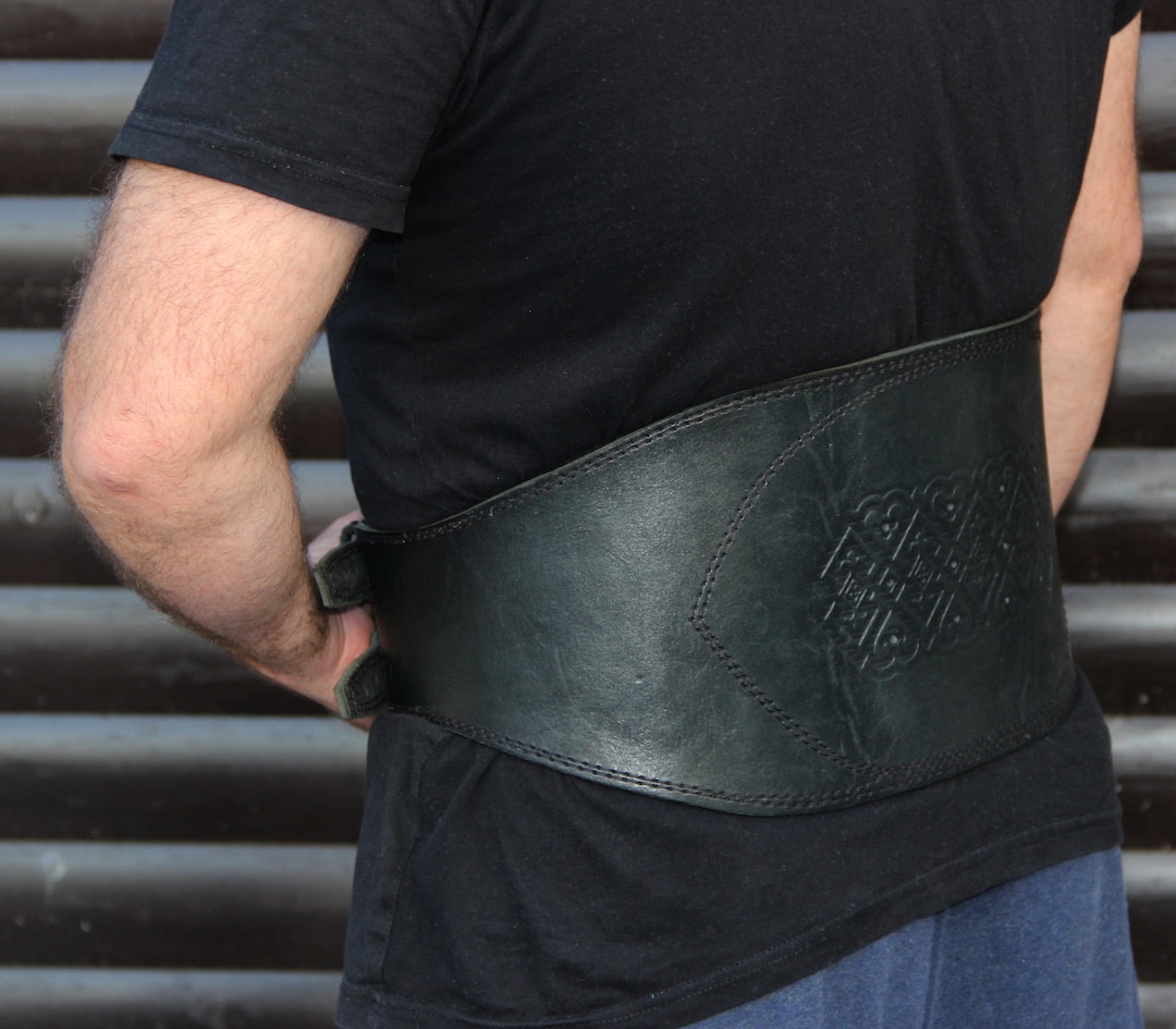Mens Wide Black Leather Belt, Genuine Leather Corset Belt