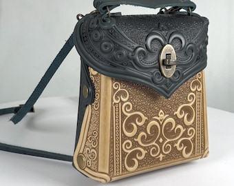 Embossed Bright Leather Backpack: Convertible Shoulder Bag Handbag