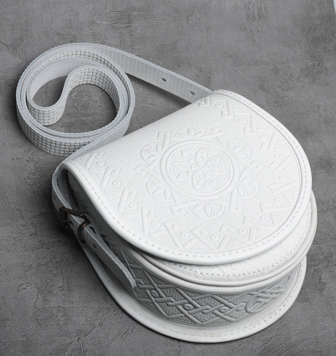 White leather shoulder bag crossbody bag genuine leather Etsy