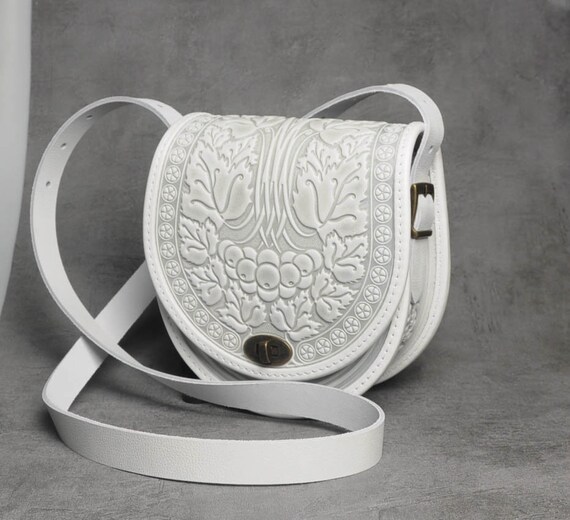 Bolso bandolera blanco piel sale