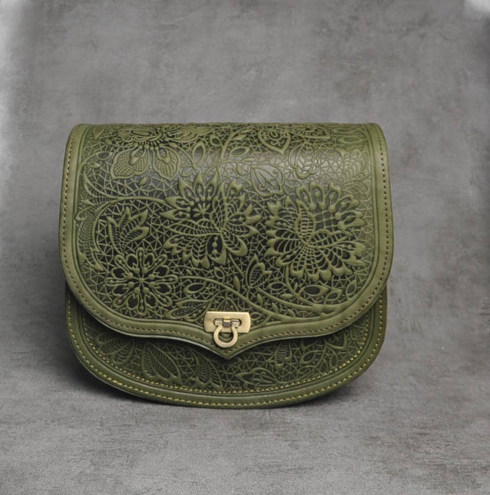 Olive Crossbody Bag Green Shoulder Bag Bag With Flowers Etsy