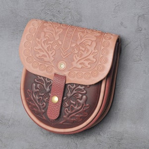 Embossed Leather Mini Purse: Brown Shoulder Bag for Women