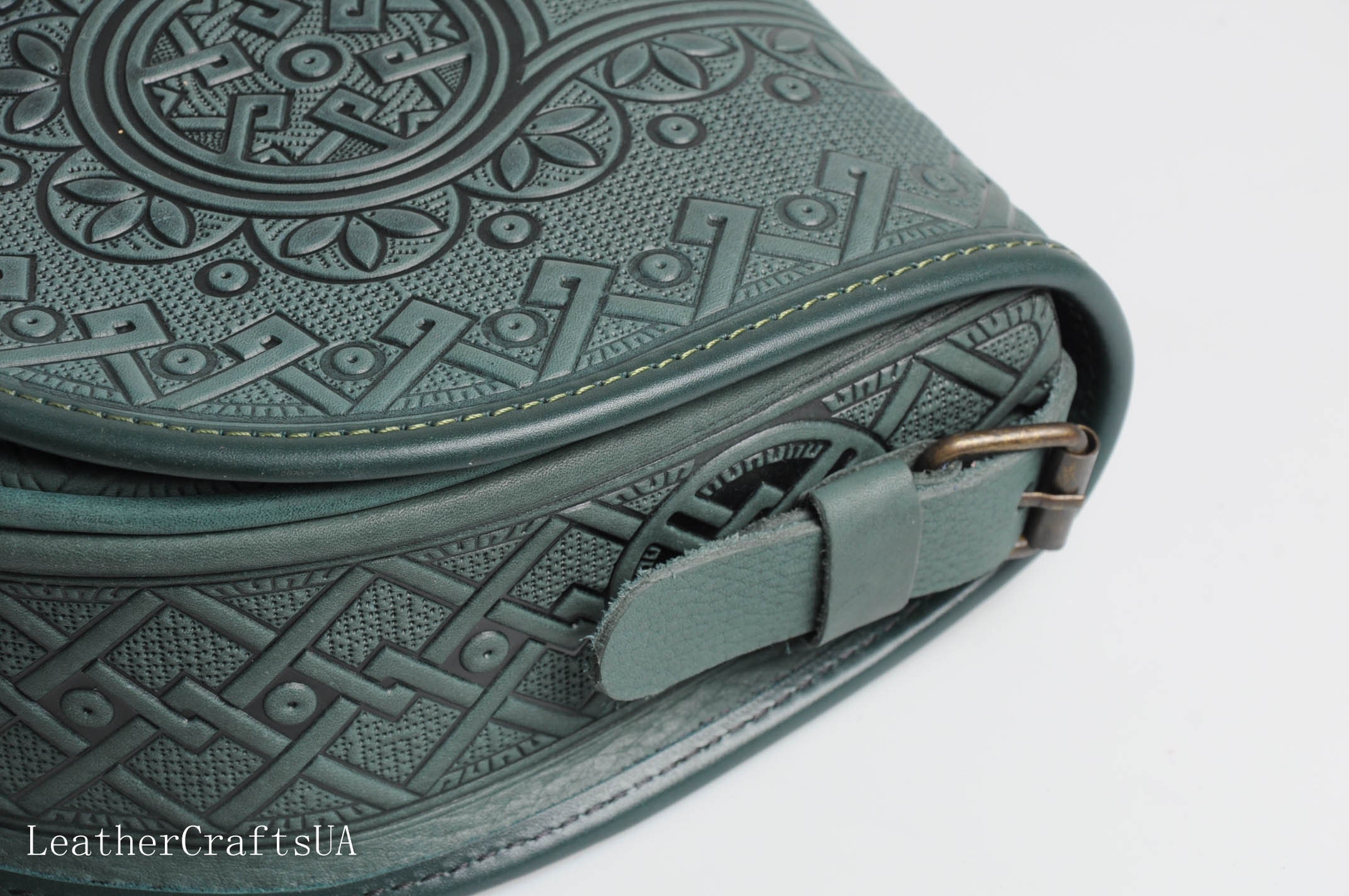 Green Bag Women Round Crossbody Bag Genuine Leather Tooled Etsy