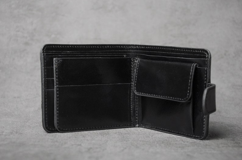Cartera de cuero negro, billetera de cuero para hombres, billetera de bolsillo para hombres, billetera pequeña para hombres, billetera de cuero genuino, billetera de cuero imagen 6