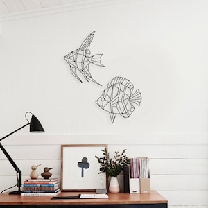 Geometric Fish Wall Decor, Fish Metal decor, Ocean wall decor, Beach House Decor, Ocean Decoration, Geometric Angel Fish, Coastal Decor