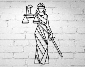 Lady Justice Metal Wall Art, Metal Wall Decor, Femida, Themis, Geometric Wall Decor, Metal Art, Wire Decor, Lawyer Office Gift, lawyer gifts