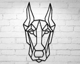 Doberman Metal Wall Art, Geometric Dog Wall Decor, Wire Dog, Doberman Pinscher Wall Hanging, Doberman decor, Gift for dog lovers