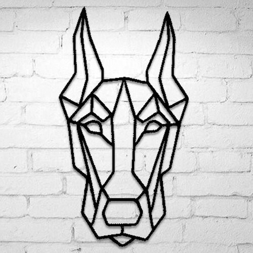 Doberman Metal Wall Art Geometric Dog Wall Decor Wire Dog Etsy