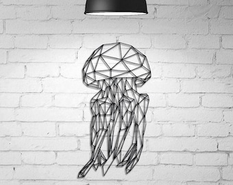 Jellyfish Wall Decor, Geometric Jelly fish, Jellyfish  Beach lover's gift, Ocean decor, beach house Wall decor, Ocean Decoration, Jellyfish