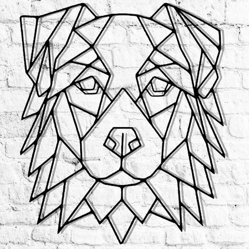 Australian Shepherd Metal Wall Art Geometric Dog Wall Decor Etsy